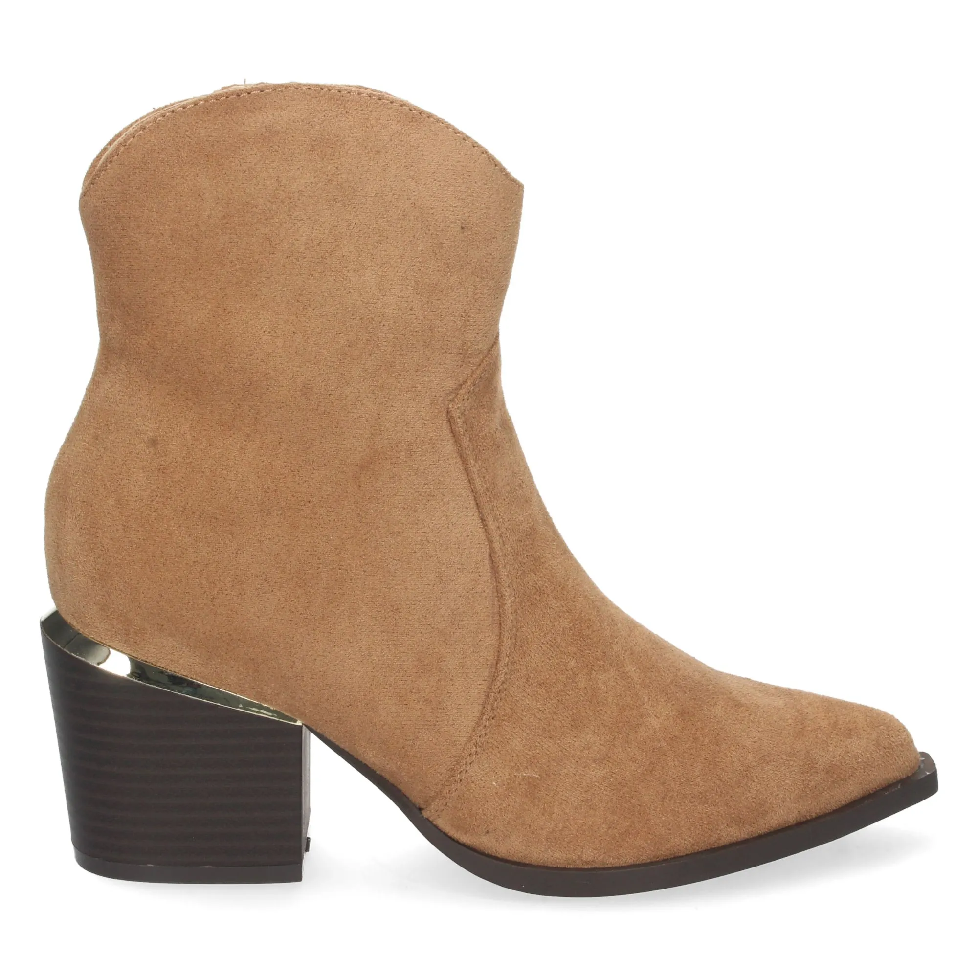 Botines cowboy tacón medio mujer color camel
