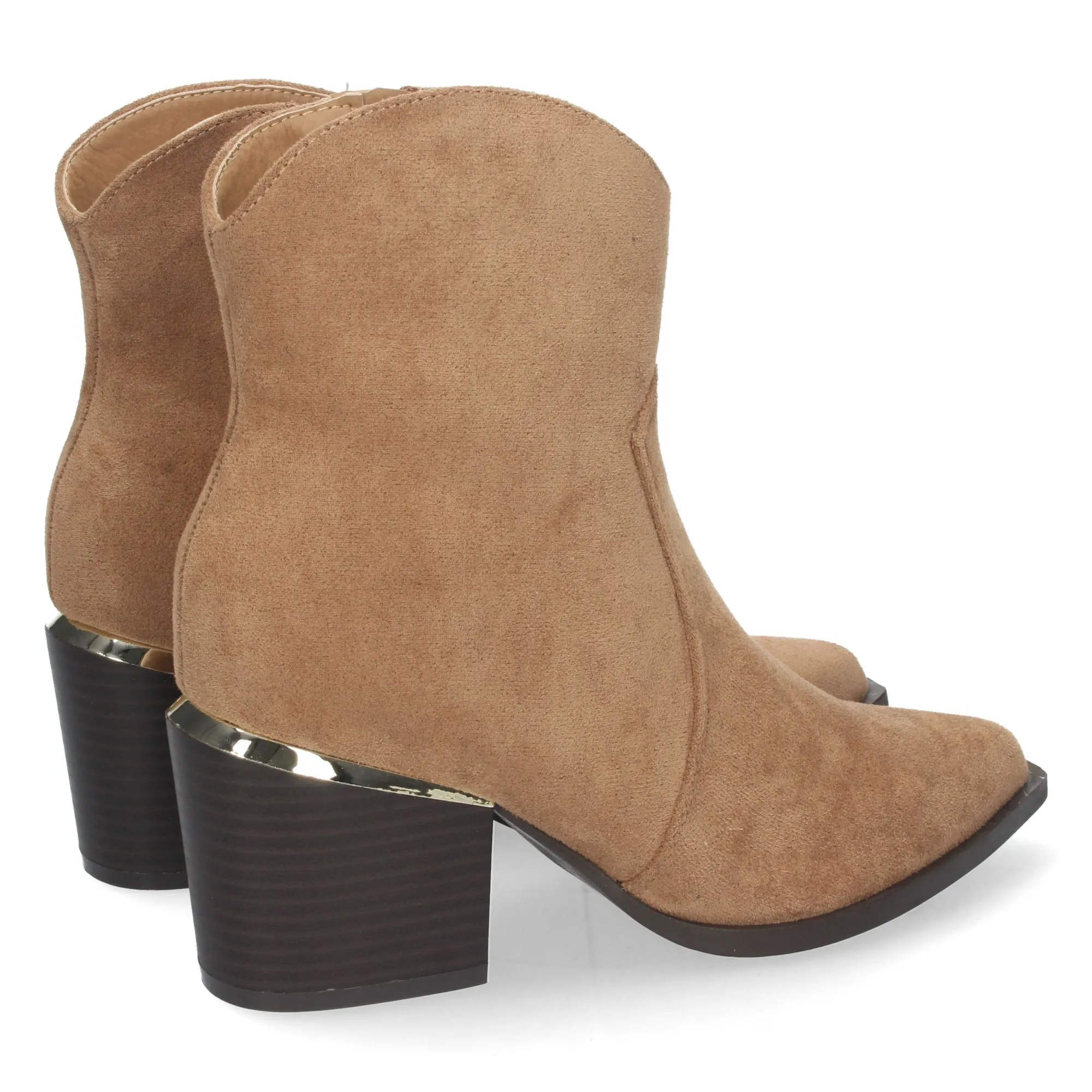 Botines cowboy tacón medio mujer color camel