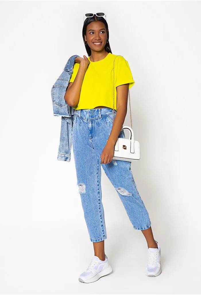 Camiseta tipo boxy con estampado en espa