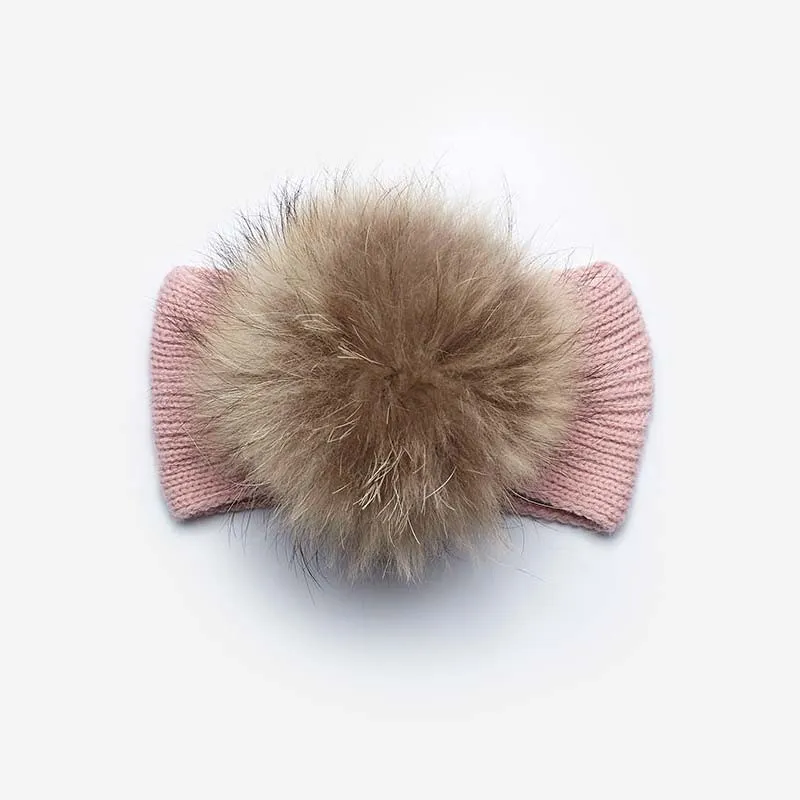 Turbante niña rosa con pompón de pelo